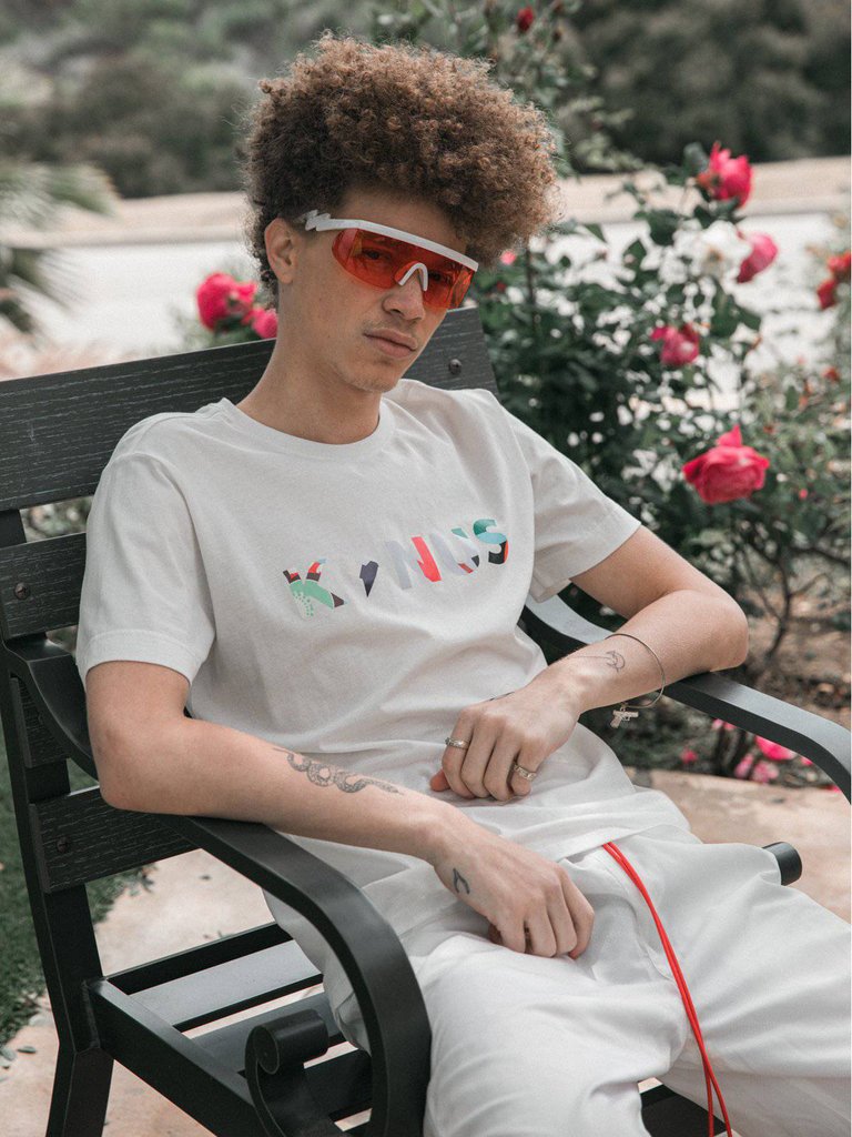 Konus Men's T-shirt With Multi Color Logo Print in White - White