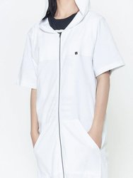Konus Unisex Long Hoodie With Two Way Zipper in White - White