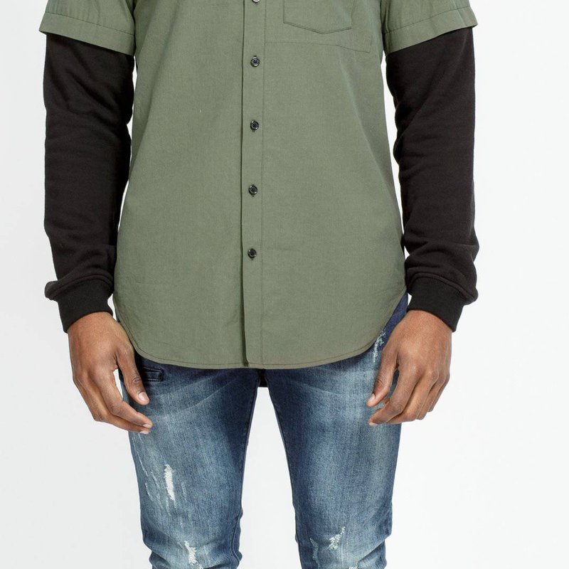 Shop Konus Men's 2 Layer Shirt In Grape Leaf In Green