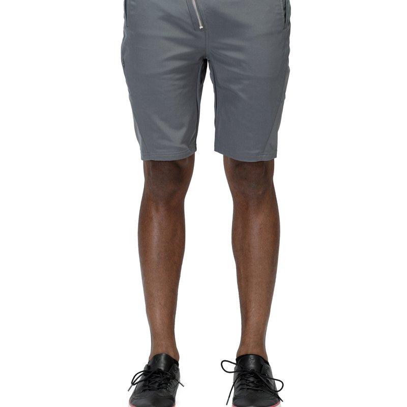 Shop Konus Men's Asymmetrical Zipper Fly Shorts In Grey
