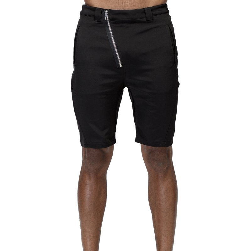 Shop Konus Men's Asymmetrical Zipper Fly Shorts In Black