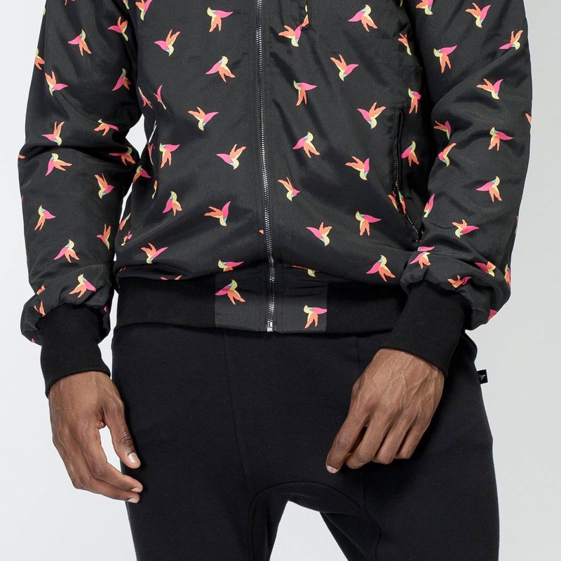 Konus Men's Bird Print Jacket In Black