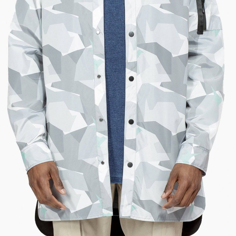 Shop Konus Men's Camo Printed Long Shirt Jacket In Grey