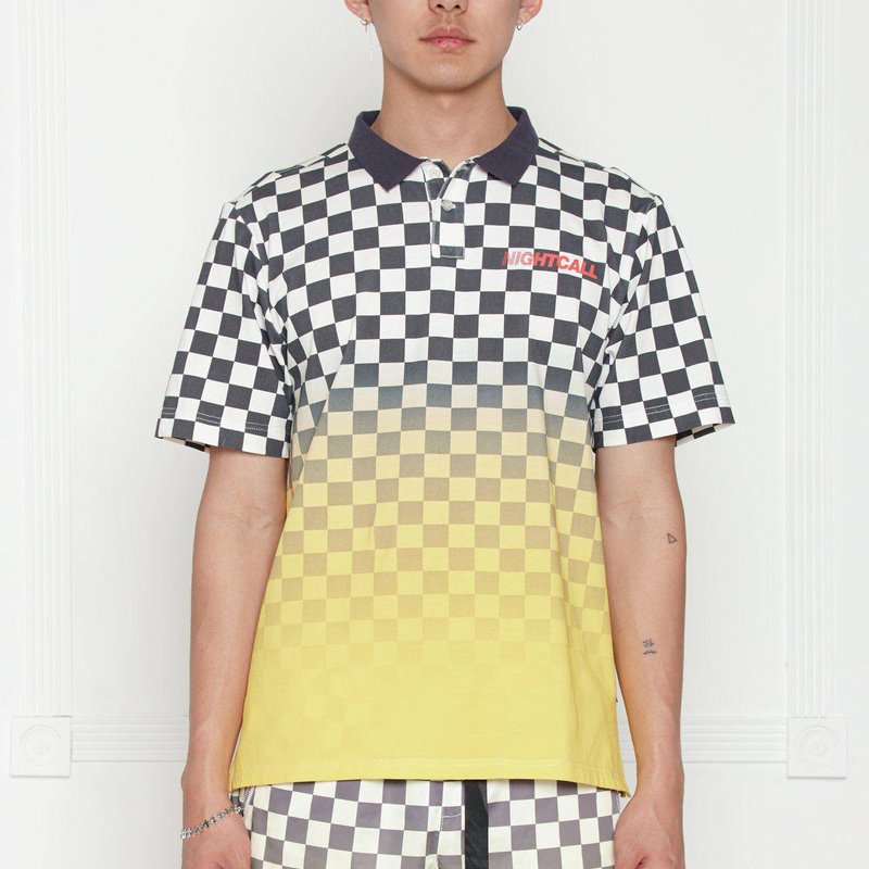 Konus Men's Checker Polo With Yellow Ombre In Multi