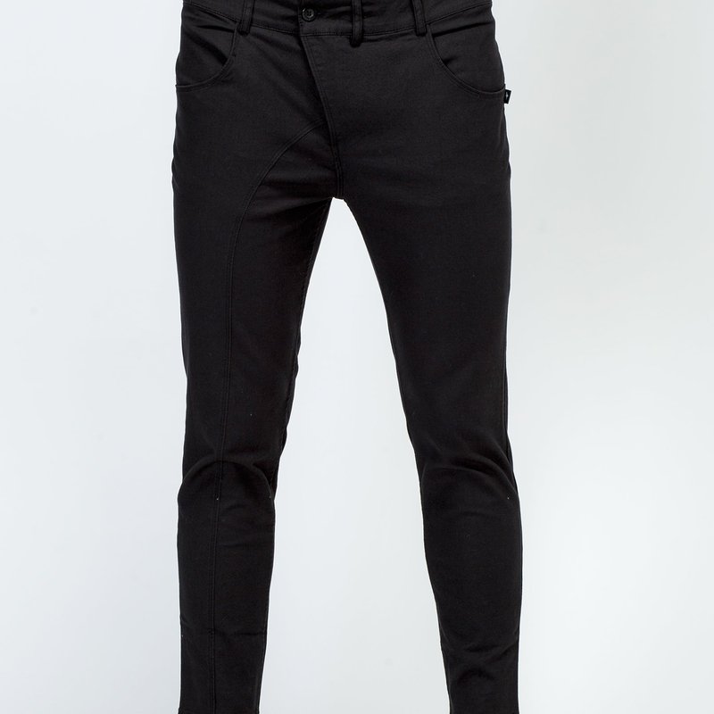 Shop Konus Men's Chino Pant With Asymmetrical Zipper Fly In Black