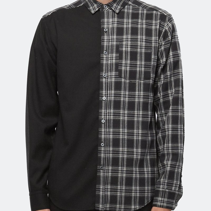 Konus Men's Color Blocked Button Up Shirt In Black