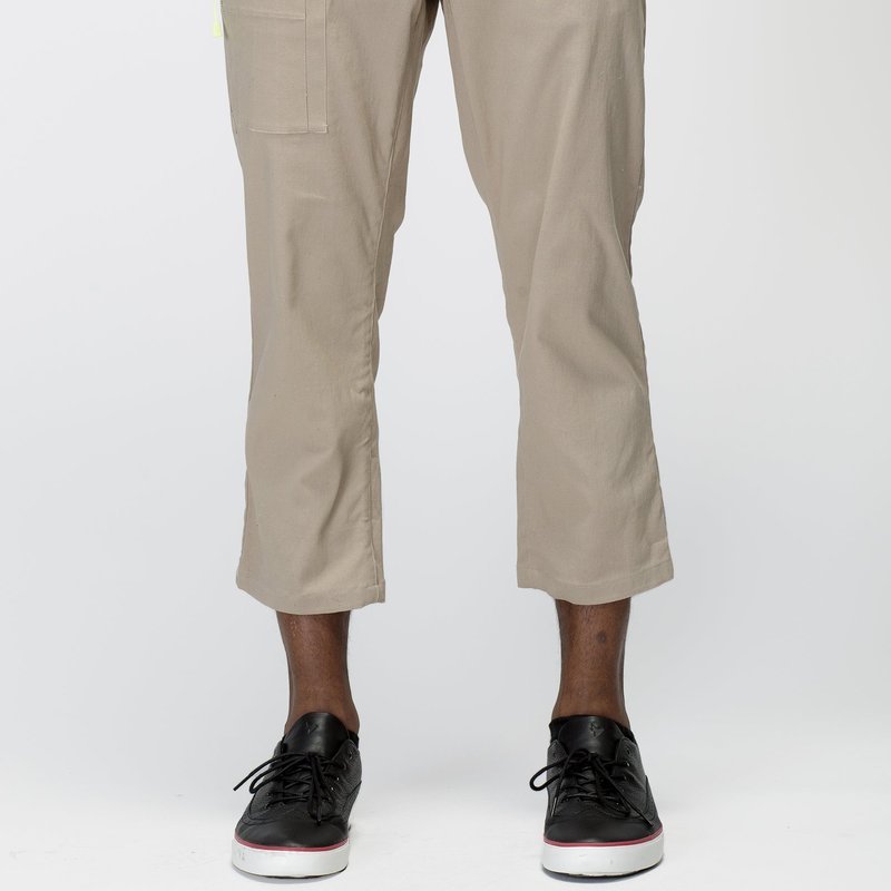 Konus Men's Cropped Side Zip Pants In Tan In Brown
