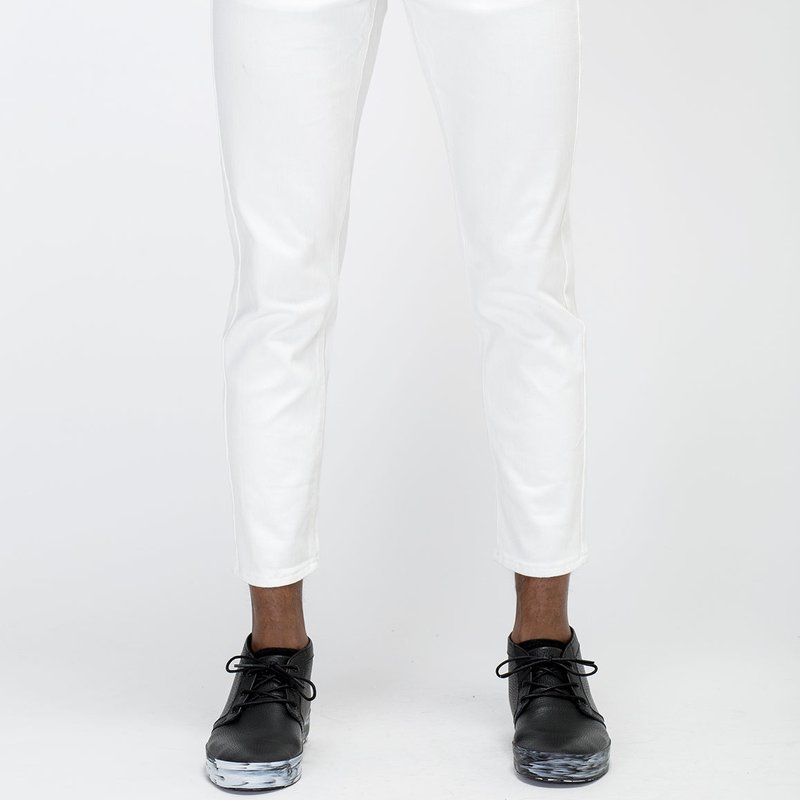 Shop Konus Men's Cropped Twill Pant With Dart Detail In White