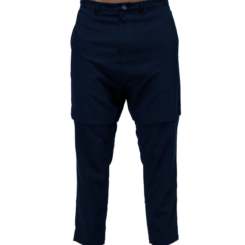 Shop Konus Men's Drop Crotch Tapered Stretch Twill Pants In Blue