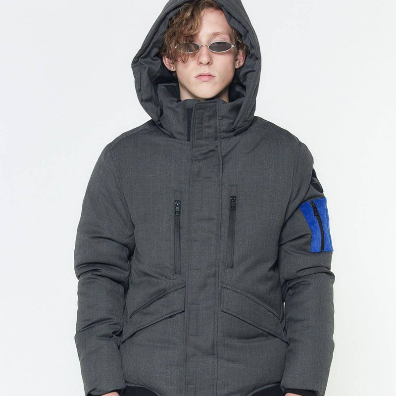 Shop Konus Men's Duck Down Parka With Detachable Hood In Charcoal In Grey