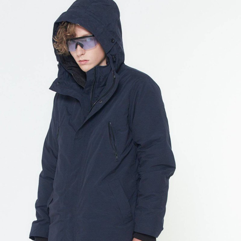 Konus Men's Duck Down Parka With Detachable Outer Layer In Navy In Blue