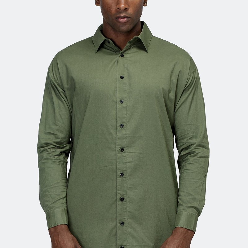 Shop Konus Men's Elongated Button Up Shirt In Green
