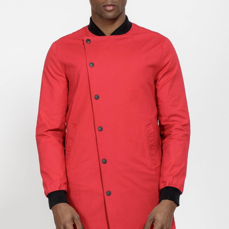 Shop Konus Men's Elongated Twill Jacket In Red