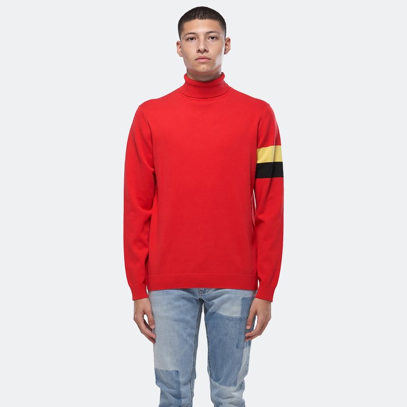 Konus Men's Fully Fashioned Turtle Neck Sweater In Red