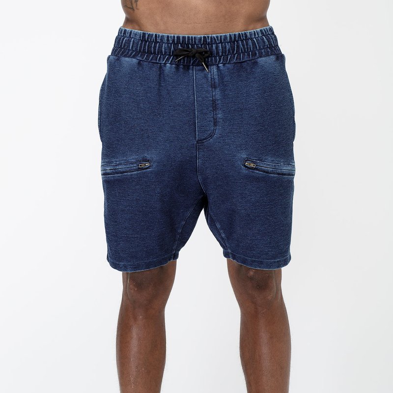 Shop Konus Men's Heavy Denim Knit Shorts In Blue