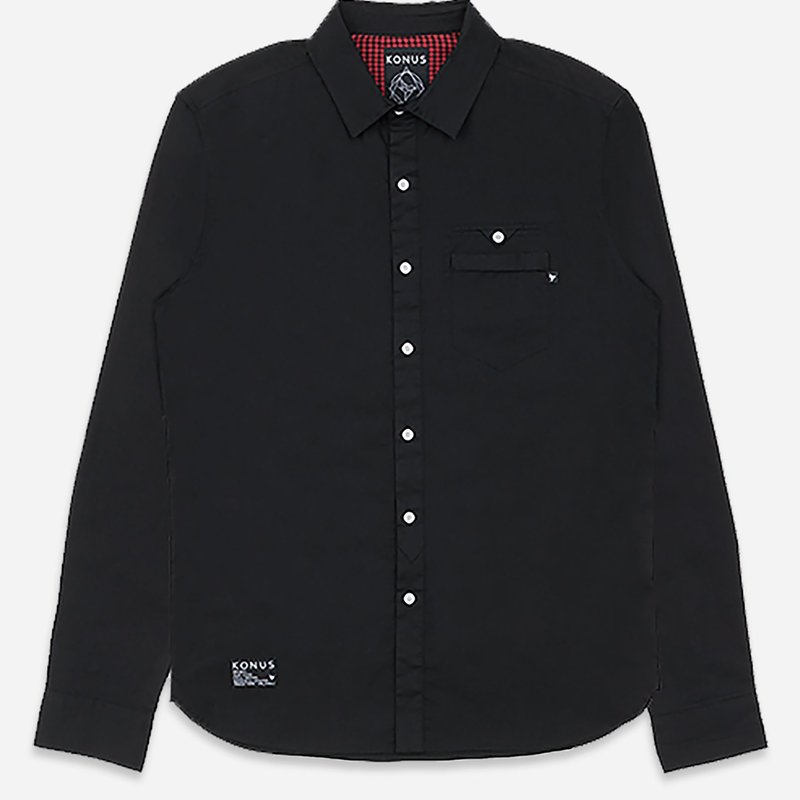 Konus Men's Long Sleeve Button Down Essential Shirt In Black