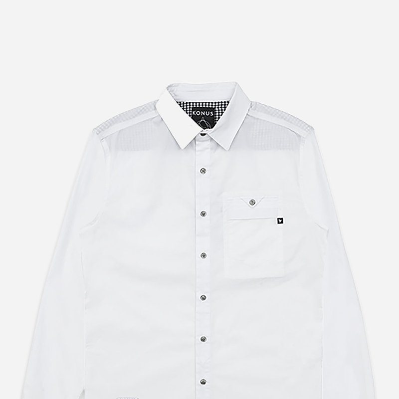 Konus Men's Long Sleeve Button Down Essential Shirt In White