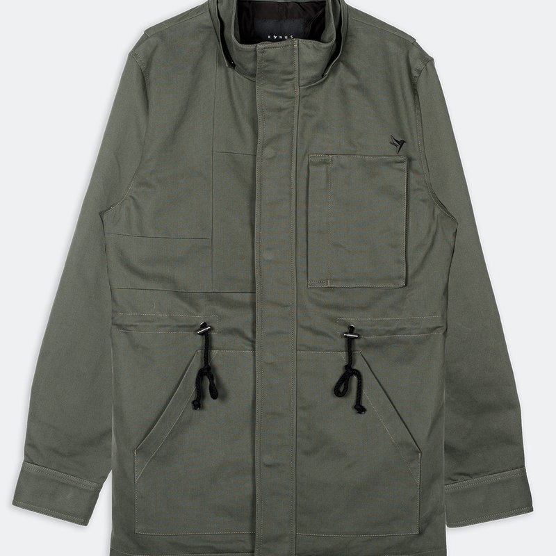 Shop Konus Men's M-65 Jacket With Oversized Hood In Olive In Green