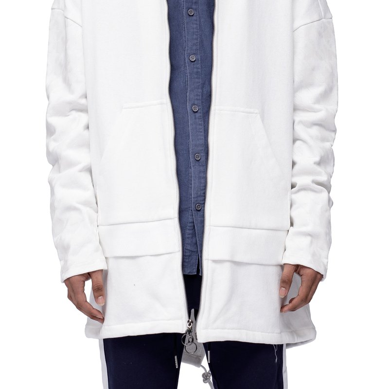 Shop Konus Men's Oversized Cruz Zipper Hoodie In White