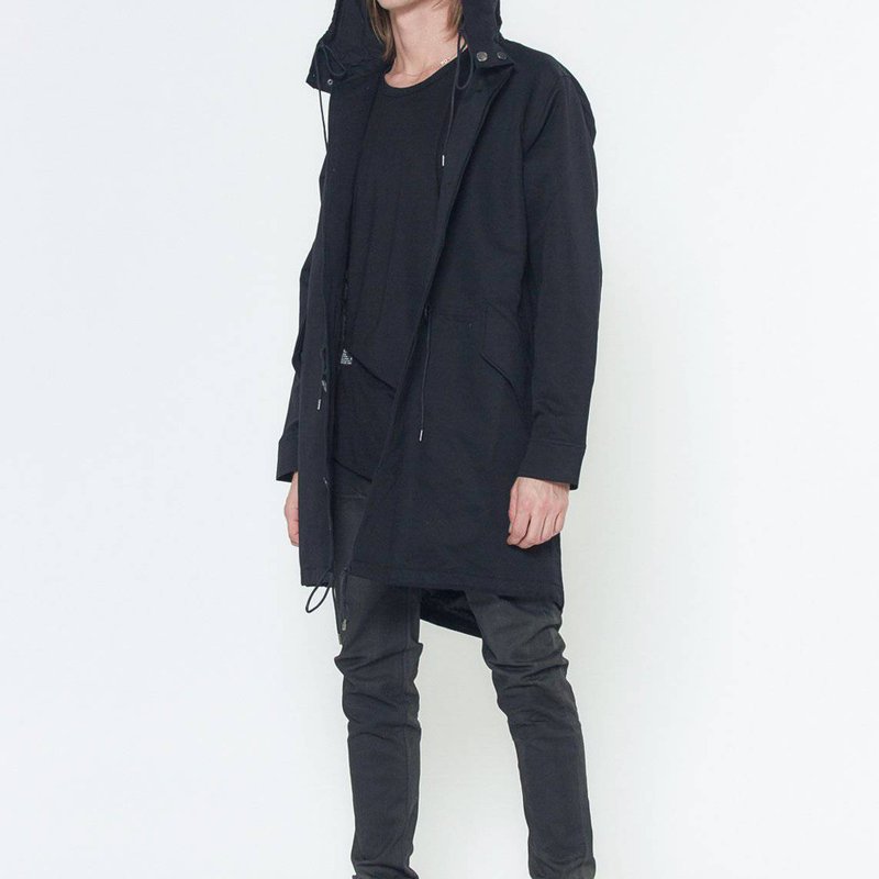 Konus Men's Poly Filled Hooded Twill Jacket In Black