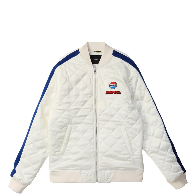 Konus Men's Quilted Satin Jacket In Off White