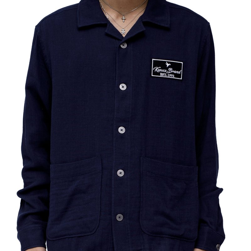 Shop Konus Men's Revere Collar Shirt In Navy In Blue