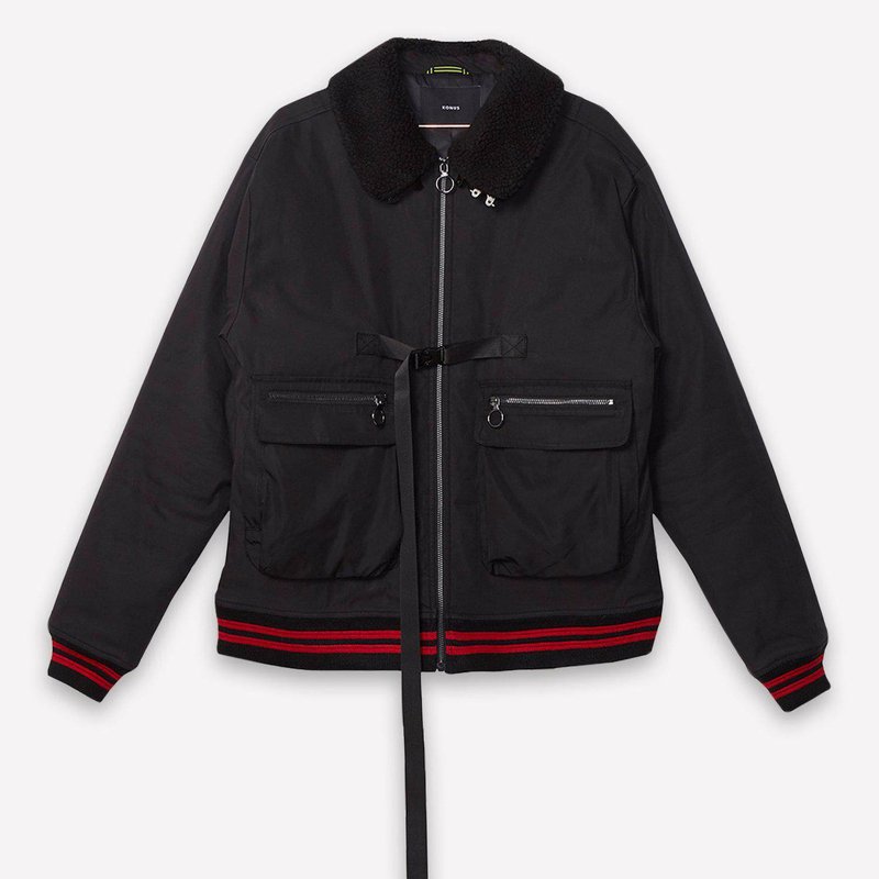 Shop Konus Men's Sherpa Collar Ma2 Jacket In Black