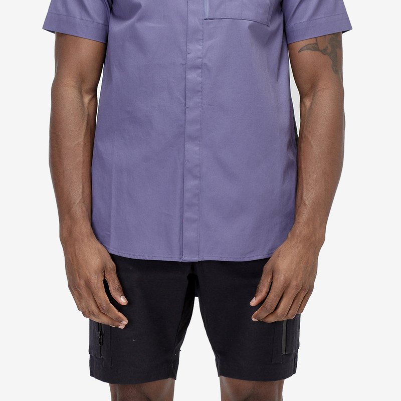Konus Men's Short Sleeve Button Down In Cobalt In Purple
