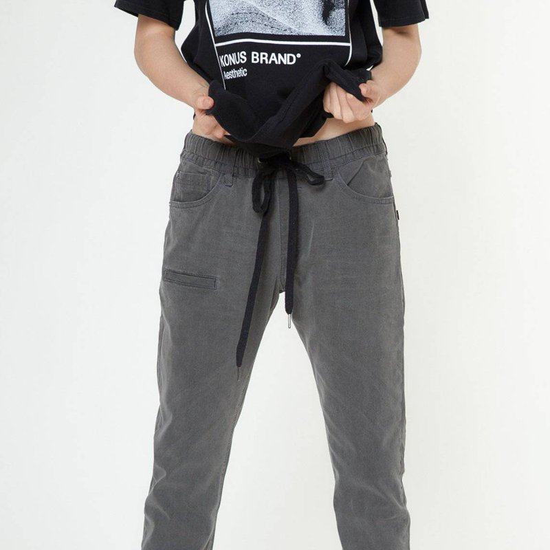 Shop Konus Men's Stretch Denim Jean With Rips In Grey