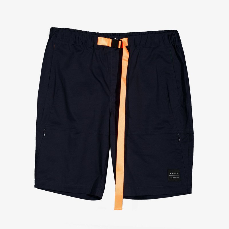 Shop Konus Men's Stretch Twill Shorts With Nylon Tape Closure In Navy In Blue