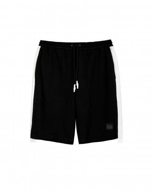 Shop Konus Men's Sweat Shorts With White Tape On Side In Black