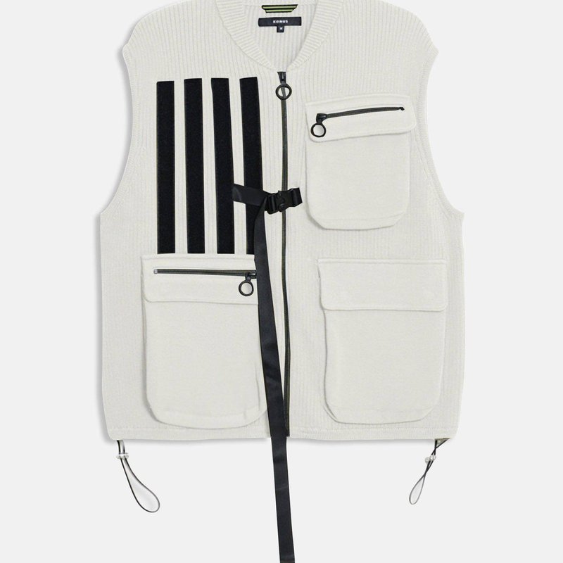 Konus Men's Sweater Utility Vest With Bellow Pockets In Off White