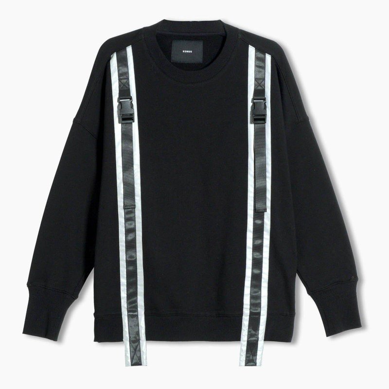 Shop Konus Men's Sweatshirt Reflective Tape Sweatshirt In Black