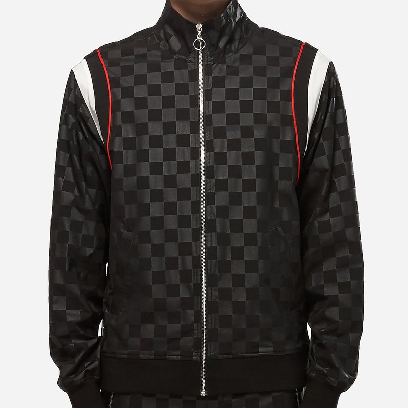 Shop Konus Men's Tonal Checkered Jacket In Black