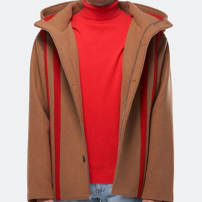 Shop Konus Men's Wool Blend Hooded Coat In Camel In Brown