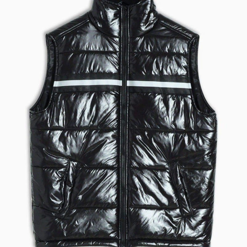 Shop Konus Men's Zip-up Puffer Vest In Black