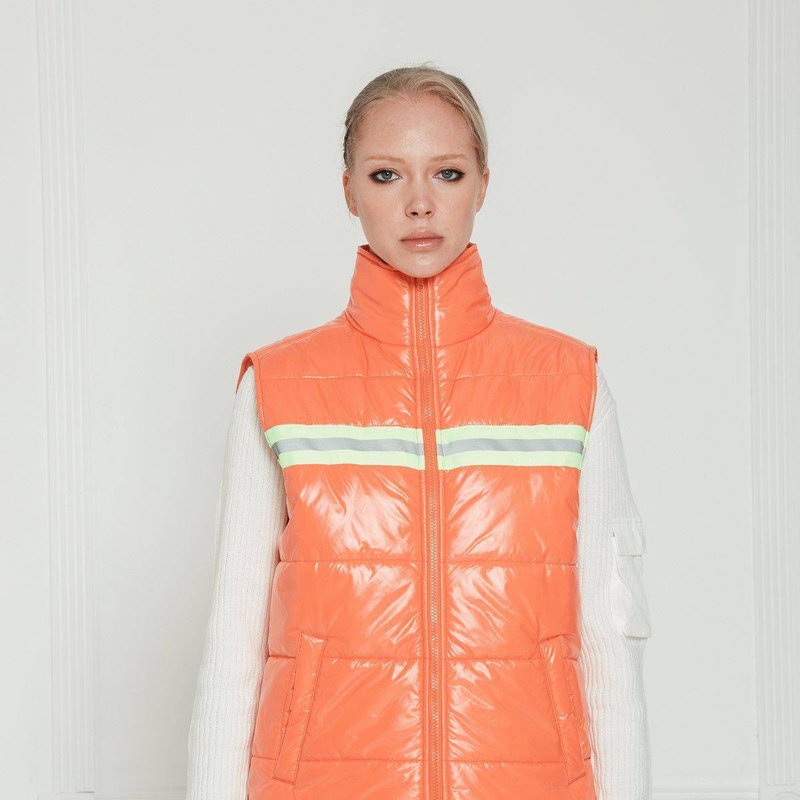 Shop Konus Men's Zip-up Puffer Vest In Orange