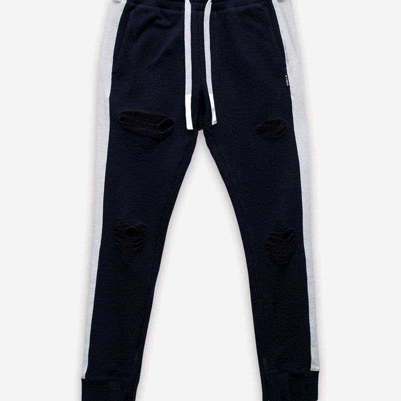 Shop Konus Side Strip French Terry Joggers In Navy In Blue