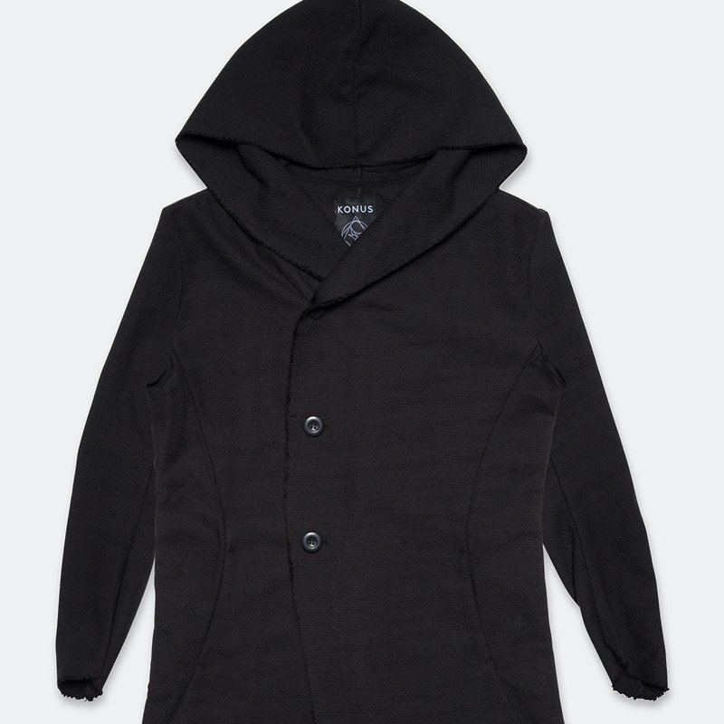 Shop Konus Unisex Hooded Fishtail Jacket In Black
