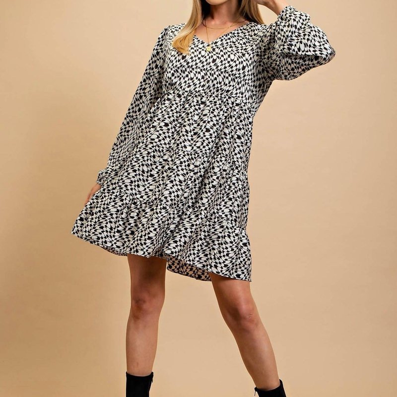Shop Kori Geo Checkered Print Dress In Black