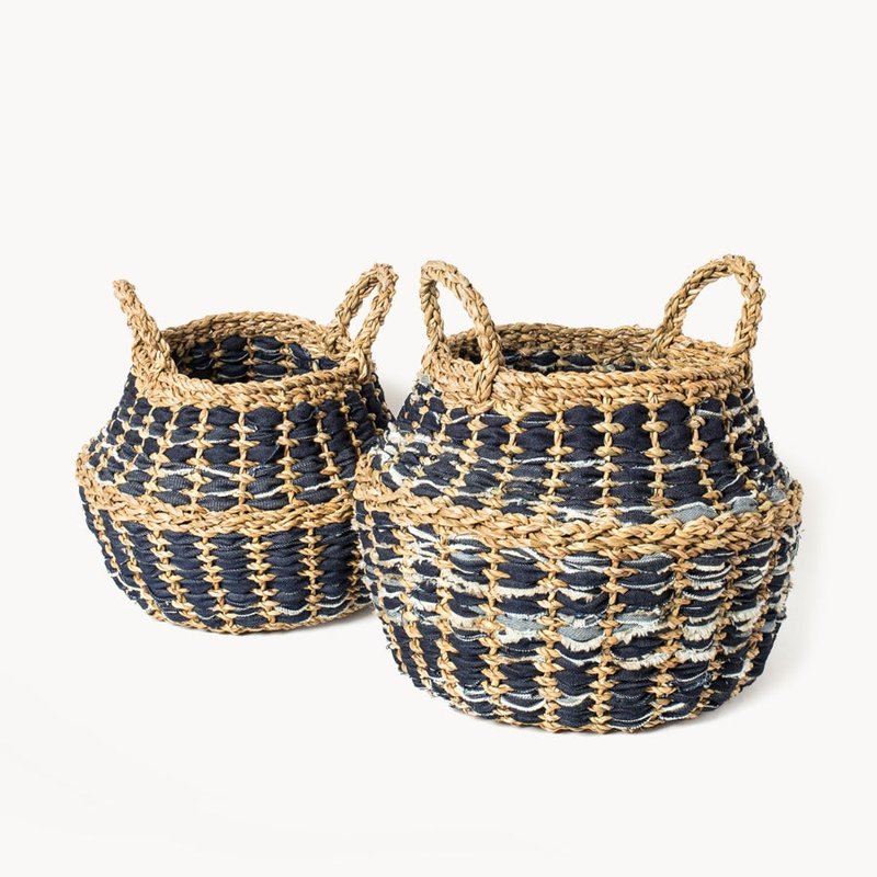 Korissa Daya Denim Foldable Basket (set Of 2) In Blue