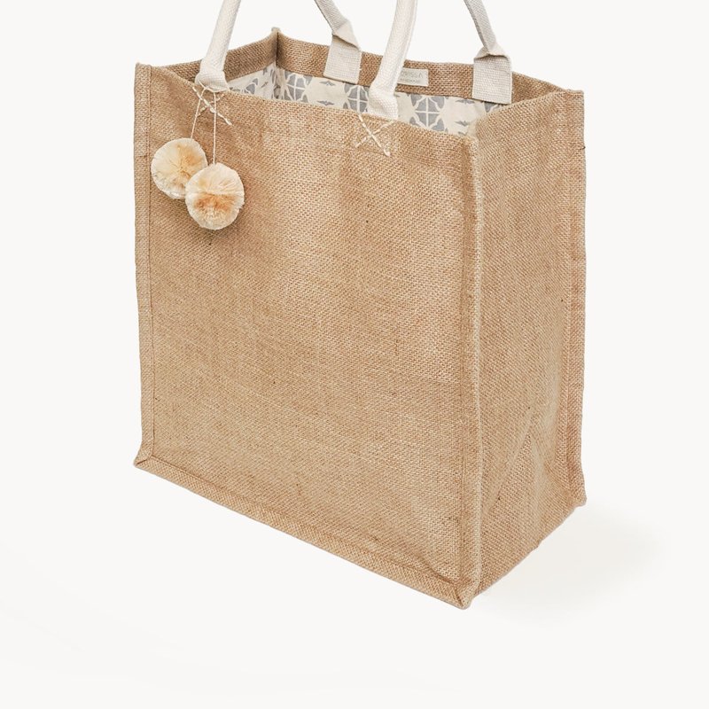 Shop Korissa Jute Canvas Market Bag With Pompom