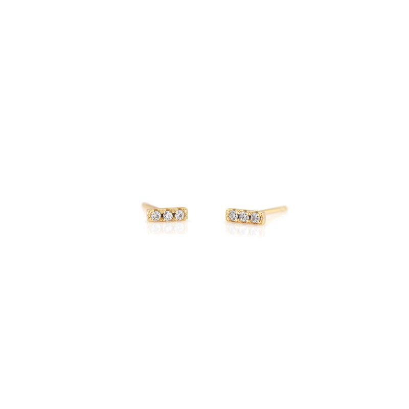 Kris Nations Bar Dash Crystal Stud Earrings In Gold