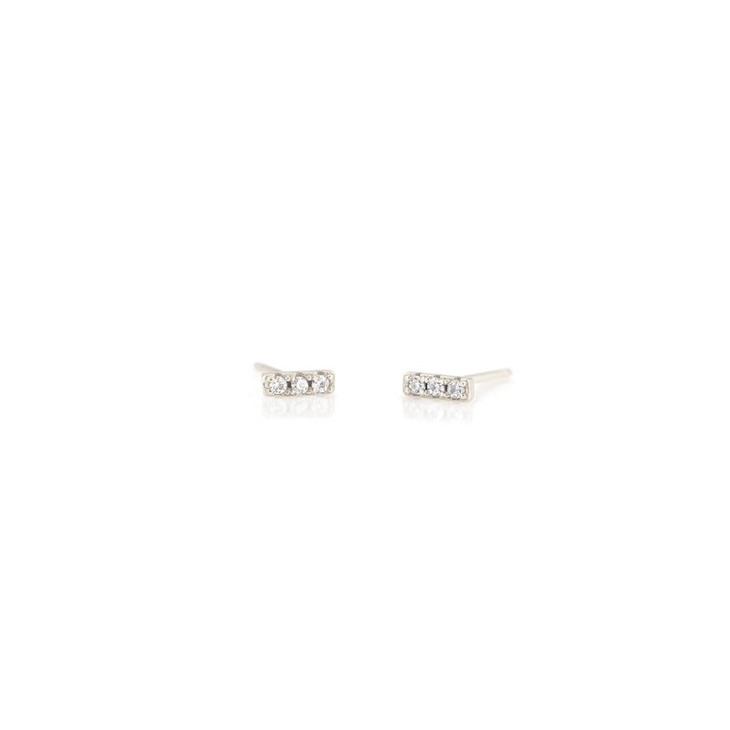 Kris Nations Bar Dash Crystal Stud Earrings In Grey