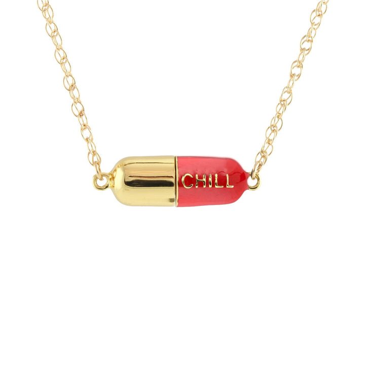 Kris Nations Big Chill Pill Chain Necklace In Red