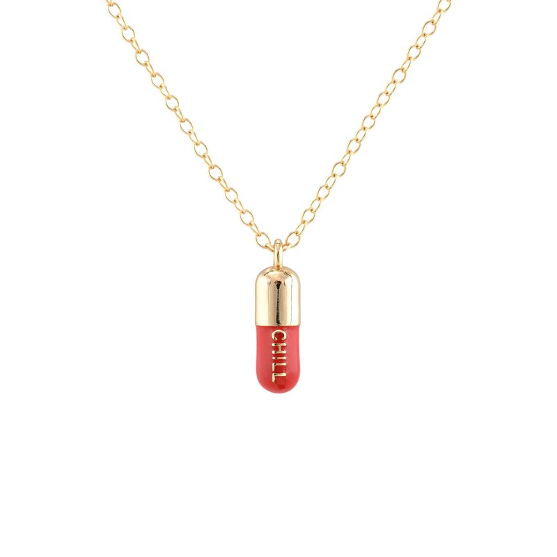 Kris Nations Chill Pill Enamel Necklace In Red