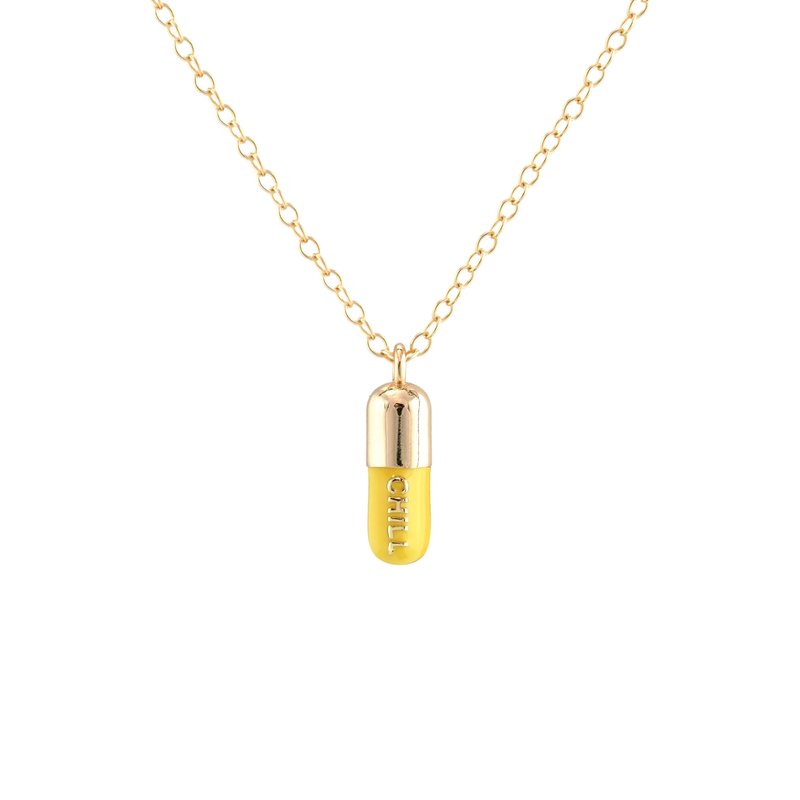 Kris Nations Chill Pill Enamel Necklace In Yellow