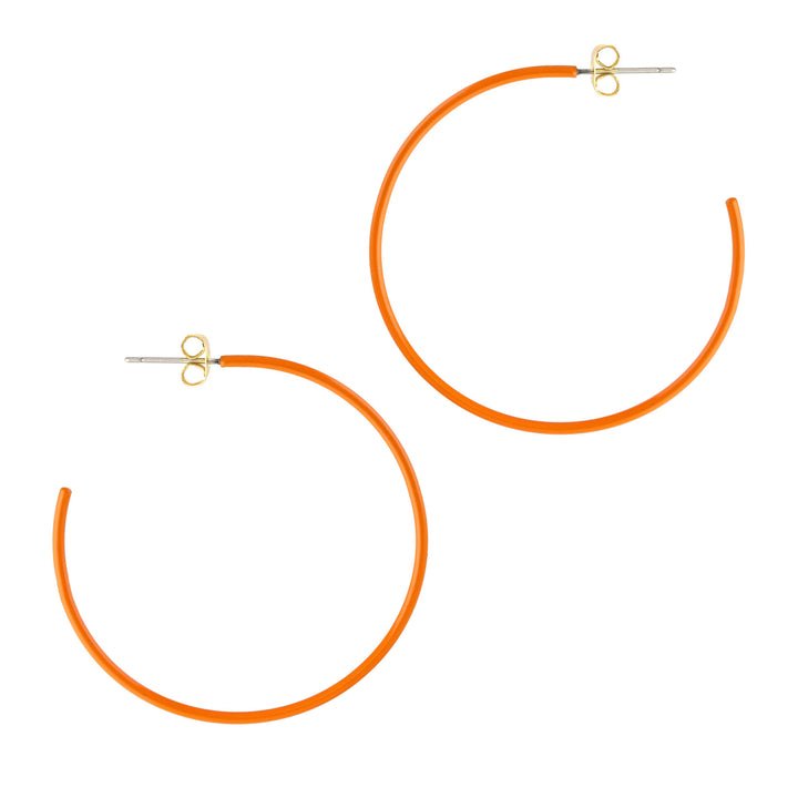 Kris Nations Palette Enamel Post Hoop Earrings In Orange