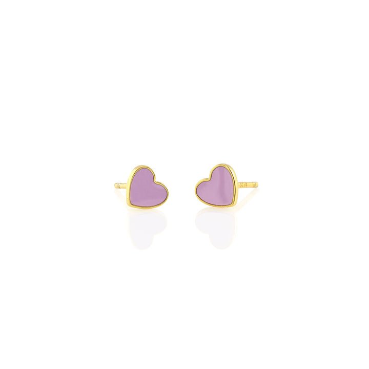 Kris Nations Petite Heart Enamel Stud Earrings In Purple