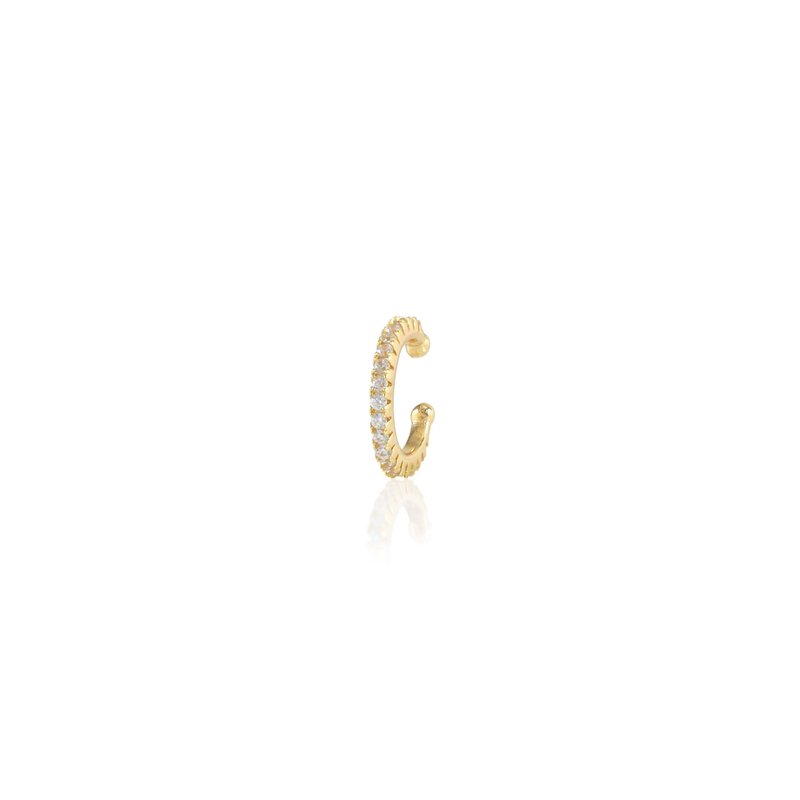 Kris Nations Round Crystal Ear Cuff In Gold
